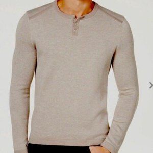 Alfani men's XXL "cave grey" button down long sleeve thermal crewneck sweater